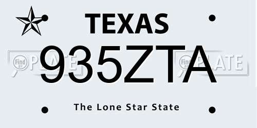 935ZTA Texas License Plate