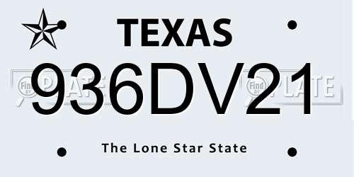 936DV21 Texas License Plate