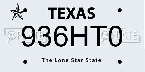 936HT0 Texas License Plate