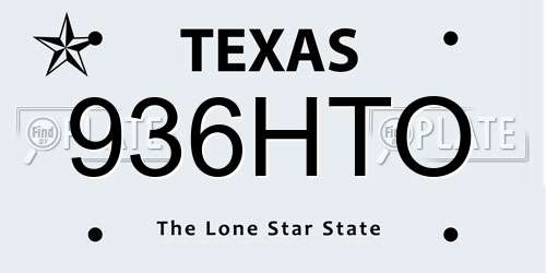 936HTO Texas License Plate