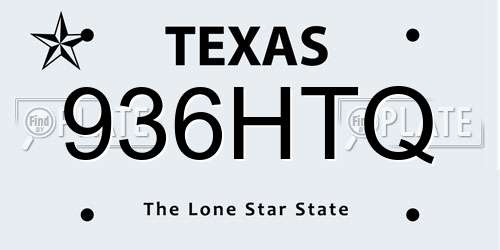 936HTQ Texas License Plate