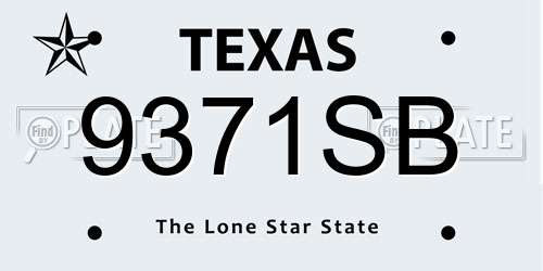 9371SB Texas License Plate