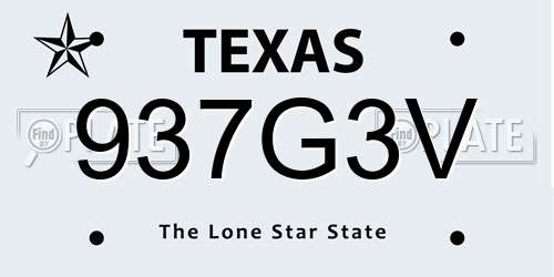 937G3V Texas License Plate