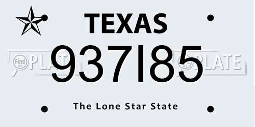 937I85 Texas License Plate