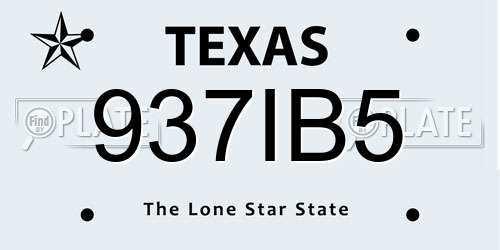 937IB5 Texas License Plate