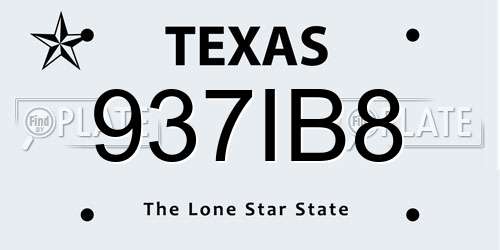 937IB8 Texas License Plate