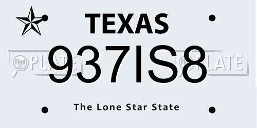 937IS8 Texas License Plate