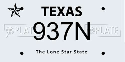 937N Texas License Plate