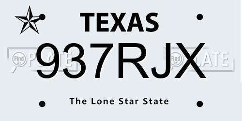 937RJX Texas License Plate