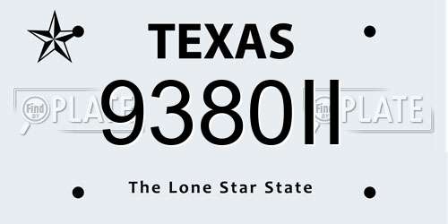 9380II Texas License Plate