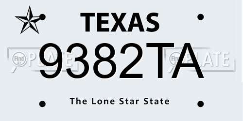 9382TA Texas License Plate