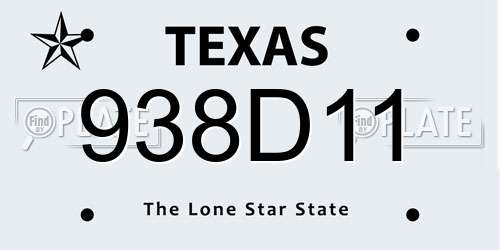 938D11 Texas License Plate