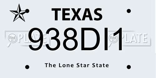 938DI1 Texas License Plate