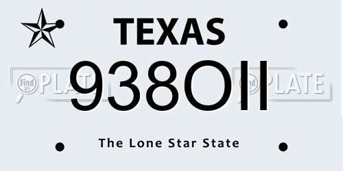 938OII Texas License Plate