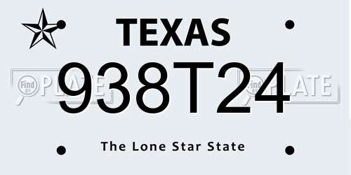 938T24 Texas License Plate