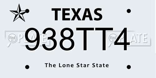 938TT4 Texas License Plate