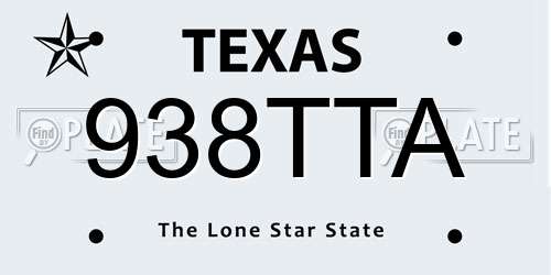 938TTA Texas License Plate