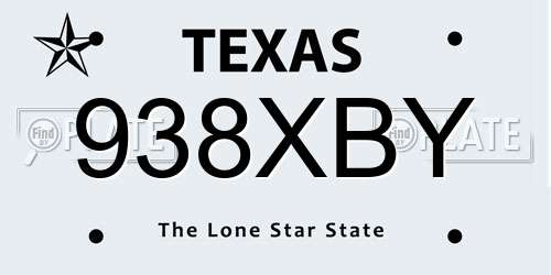 938XBY Texas License Plate