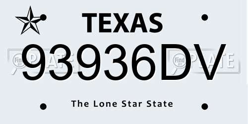 93936DV Texas License Plate