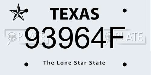 93964F Texas License Plate