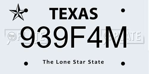 939F4M Texas License Plate