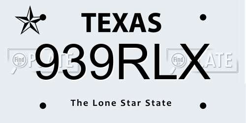 939RLX Texas License Plate