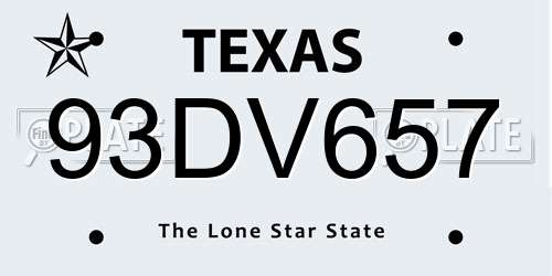 93DV657 Texas License Plate