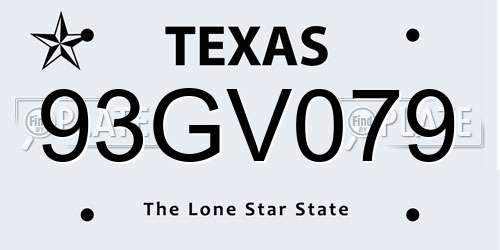 93GV079 Texas License Plate