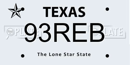 93REB Texas License Plate