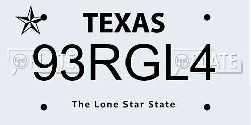 93RGL4 Texas License Plate