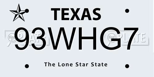 93WHG7 Texas License Plate