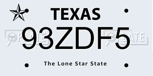 93ZDF5 Texas License Plate