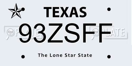 93ZSFF Texas License Plate