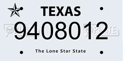 9408012 Texas License Plate