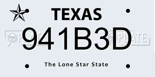941B3D Texas License Plate
