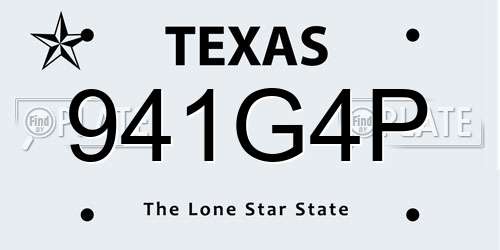 941G4P Texas License Plate