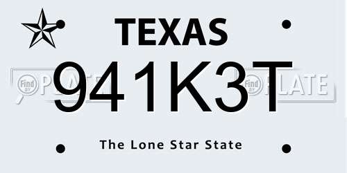 941K3T Texas License Plate