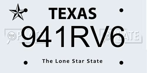 941RV6 Texas License Plate