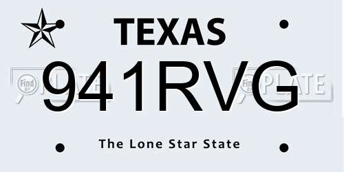 941RVG Texas License Plate