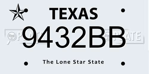 9432BB Texas License Plate