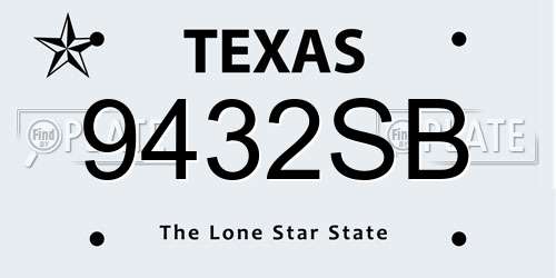 9432SB Texas License Plate