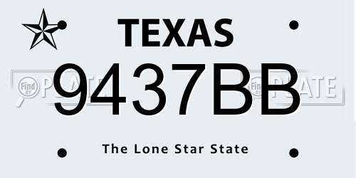 9437BB Texas License Plate