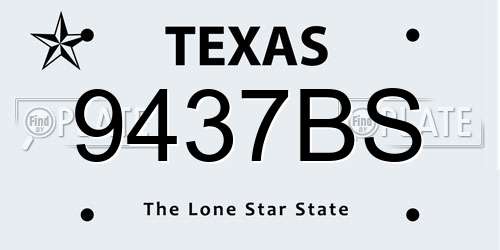 9437BS Texas License Plate