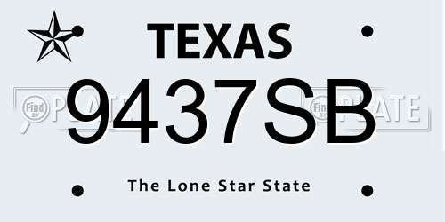 9437SB Texas License Plate