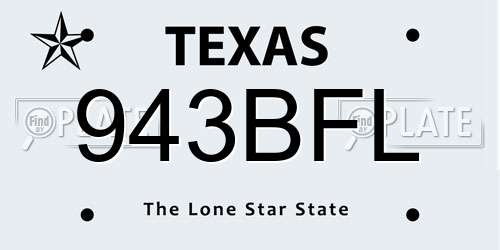 943BFL Texas License Plate
