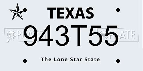 943T55 Texas License Plate