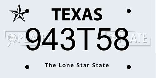 943T58 Texas License Plate