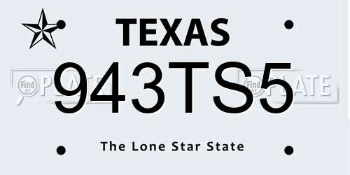 943TS5 Texas License Plate