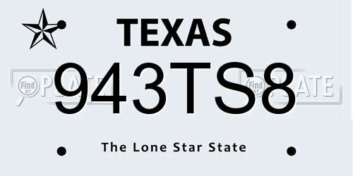 943TS8 Texas License Plate
