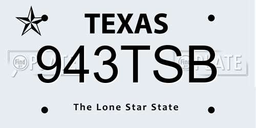 943TSB Texas License Plate